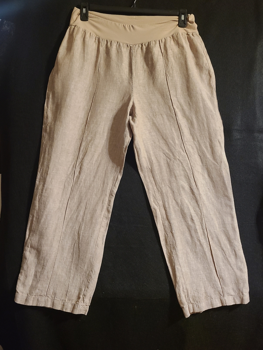 Coldwater Creek Straight-Leg Linen Blend Pants in Light Taupe
